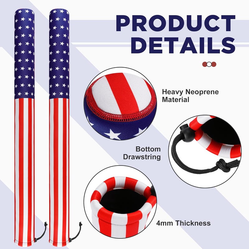DECOHS 48" USA Boat Trailer Guide Pole Cover- Heavy Duty Neoprene Boat Trailer Capped Guide Protective Cover- 4th of July American Flag Marine Trailer Guide Poles Cover for Sailboat Trailer (Set of 2) - Image 3